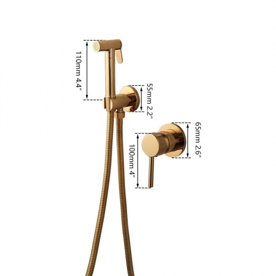 Afmeting goudkleurige bidet sproeier kraan badkamer toilet