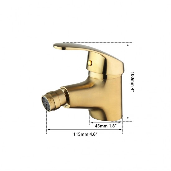 Afmetingen geborsteld gouden bidet kraan
