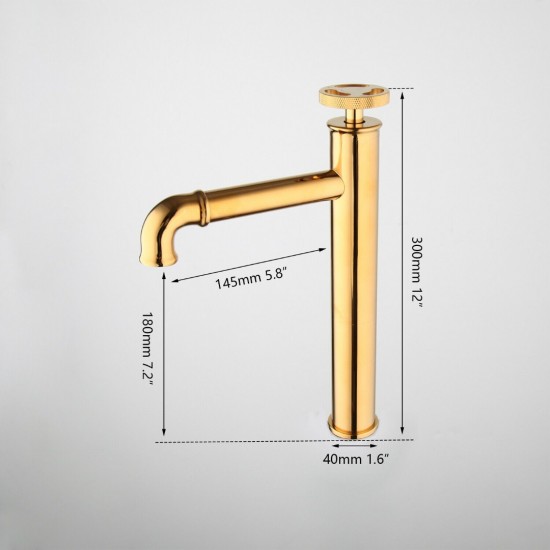 Afmetingen retro wastafelkraan goud