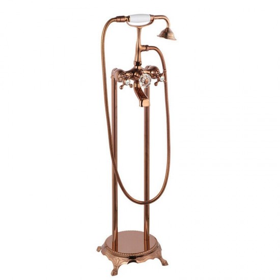 Badkraan vrijstaan rose goud gepolijst