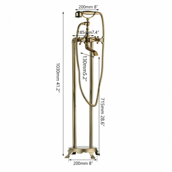 Badkraan vrijstaand goudkleurig