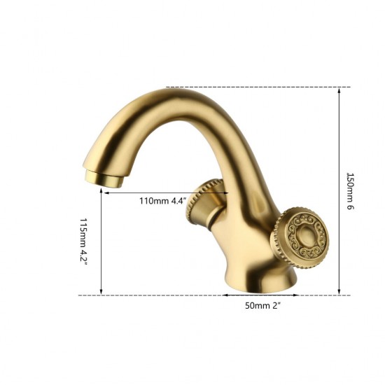 Afmetingen geborsteld kraan goud