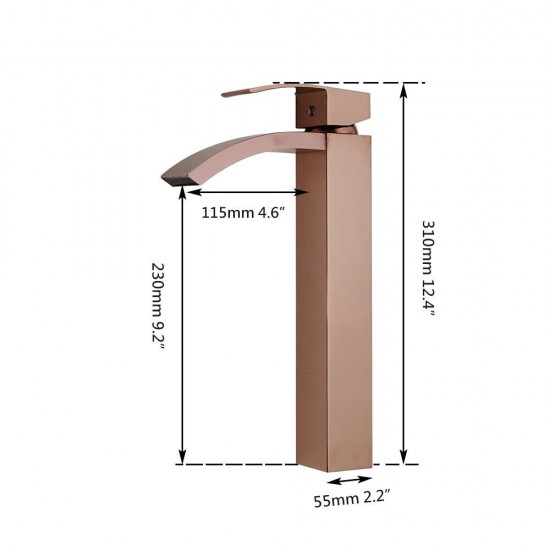 Details hoge rose goudkleurige mengkraan