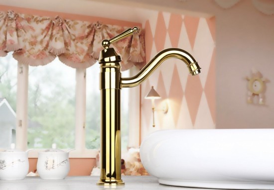 Elegante wastafelkraan glanzend goud