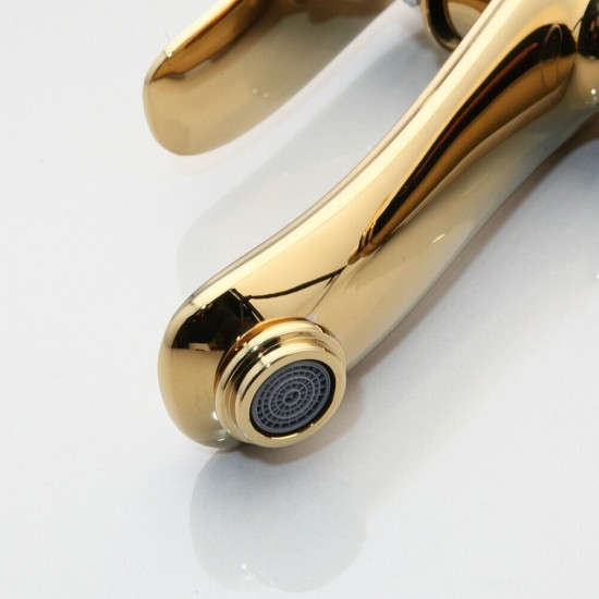 Gouden uitloop wastafelkraan