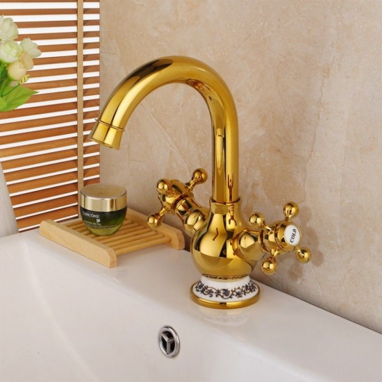 Gouden wastafelkraan