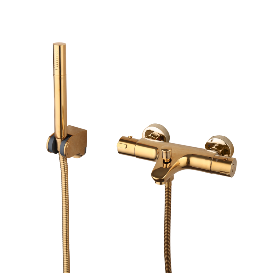 thermostatische badkraan voor uw badkamer in goud