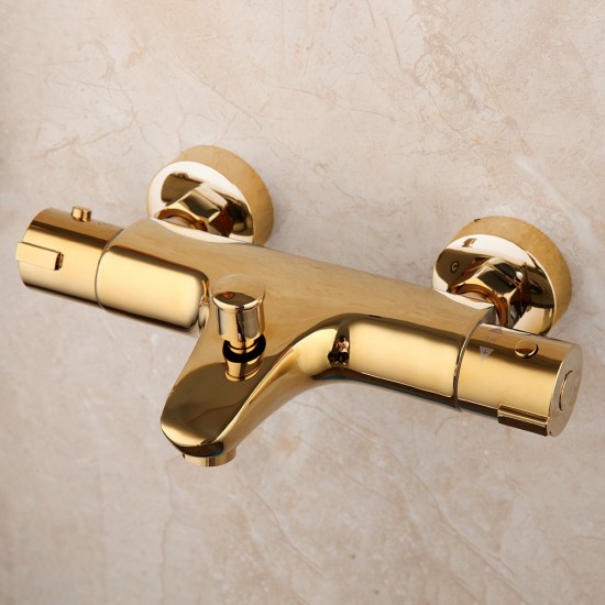 Goudkleurige badkraan thermostatisch