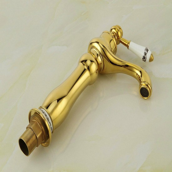 Kraan goud met keramiek handvat