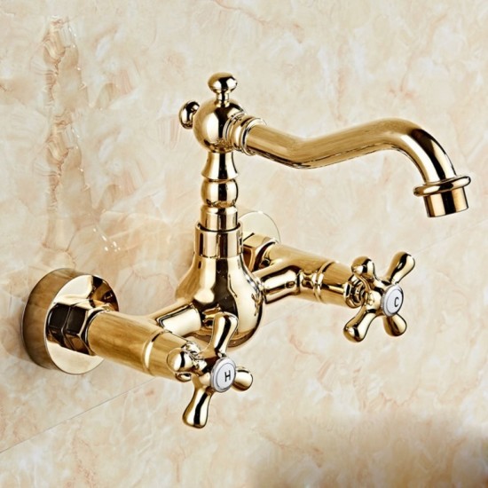 Kraan muurbevestiging goudkleurig