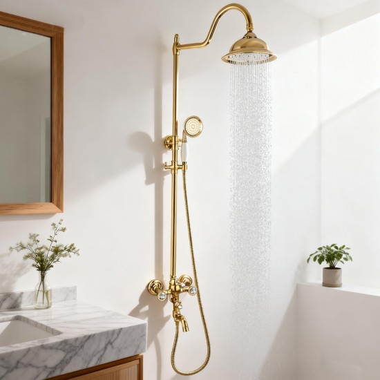 Landelijke goudkleurige opbouw regendouche 2