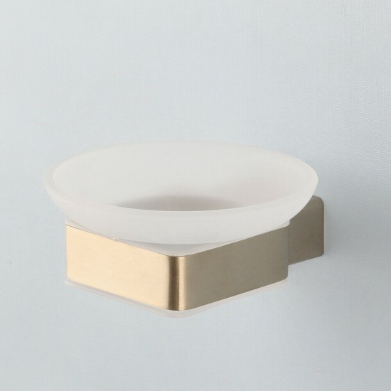 Mat glazen zeepbak met mat gouden houder