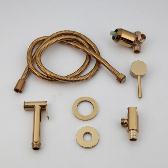 Set goudkleurige bidet sproeier kraan badkamer toilet