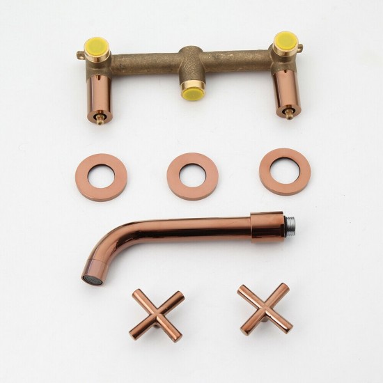 Set inbouw kraan wastafel rose goud