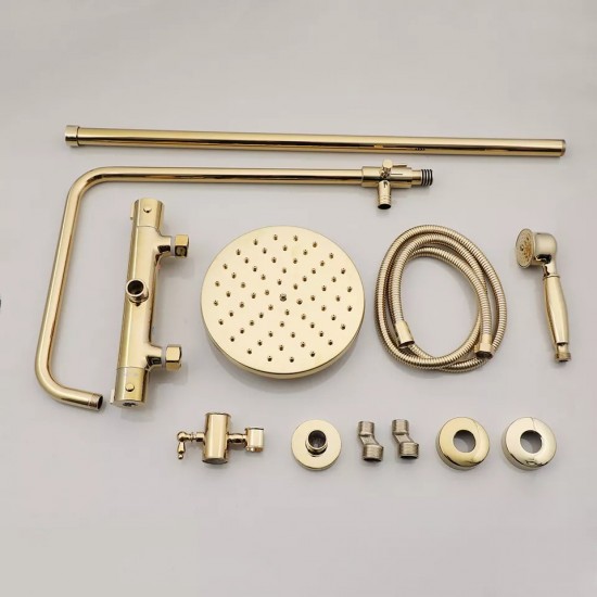 Set thermostatische goudkleurige opbouw doucheset
