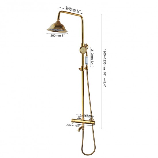 Thermostatische doucheset goud