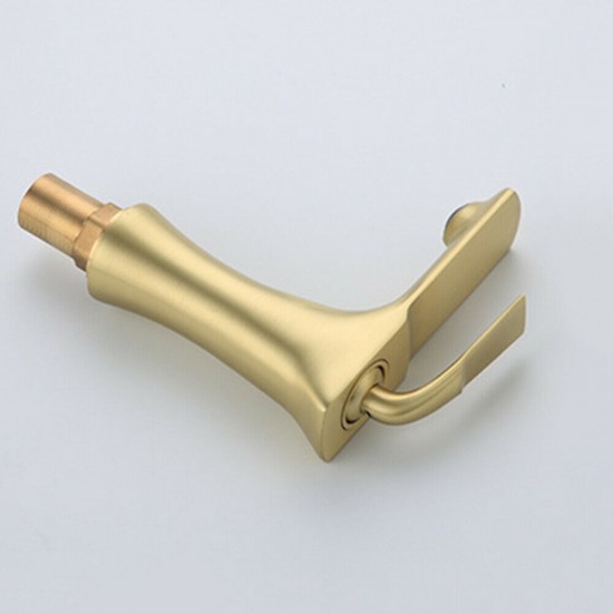 Zij aanzicht van de geborsteld gouden kraan